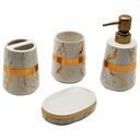 SET SALLE DE BAIN 4 PIECES CERAMIQUE COULEUR MIX NOIR / BLANC