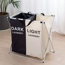 BAC A LINGE 2 COMPARTIMENTS PLIABLE METAL 59X65X37 CM 
