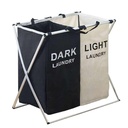 BAC A LINGE 2 COMPARTIMENTS PLIABLE METAL 59X65X37 CM 