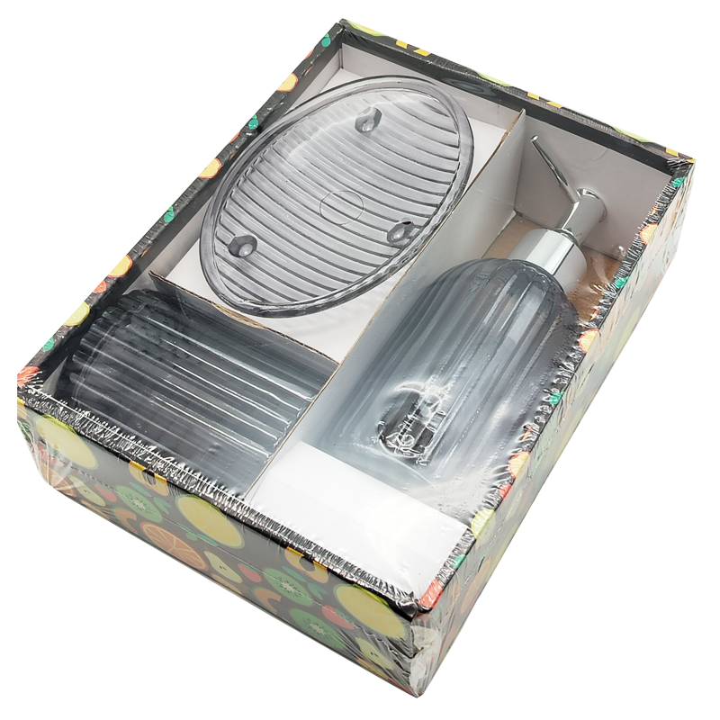 Set salle de bain 3 pièces en verre couleur gris