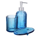 Set salle de bain 3 pièces en verre couleur bleu