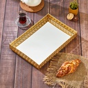 PLATEAU DECO PLASTIQUE ET MIRROIR 32X20 CM MODELE OR