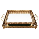 SET 2 PLATEAUX DECO METAL RECTANGULAIRE 37*25 &amp; 43*32 CM MODELE OR
