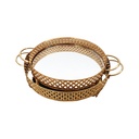 SET 2 PLATEAUX DECO METAL ROND 30 &amp; 35 CM MODELE OR