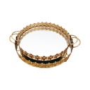 SET 2 PLATEAUX DECO METAL ROND 30 &amp; 35 CM MODELE OR
