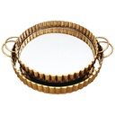 SET 2 PLATEAUX DECO METAL ROND 35 &amp; 40 CM MODELE OR
