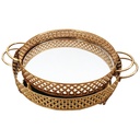 SET 2 PLATEAUX DECO METAL ROND 35 &amp; 40 CM MODELE OR