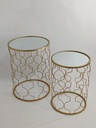 SET 2 TABLES SALONS METAL. 52X38 + 45X32 CM MODELE OR