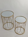 SET 2 TABLES SALONS METAL. 52X38 + 45X32 CM MODELE OR