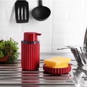 SET 2 PIECES DISPENSEUR SAVON + PORTE SAVON MIX GRIS/ROUGE/ROSE/BEIGE