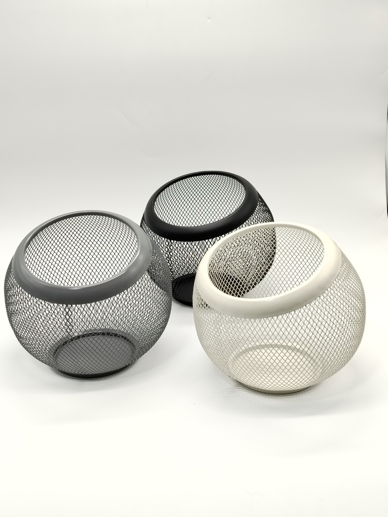 Panier de rangement métal avec poignée bois 16x23 cm Mix couleur blanc / noir / bleu