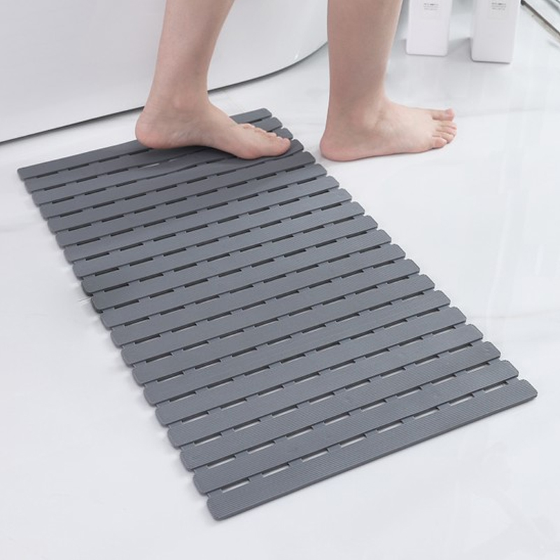 Tapis de bain 69x37 cm Mix couleur vert / gris / marron / blanc