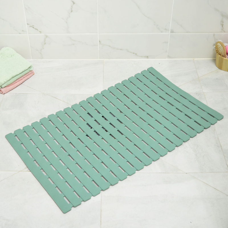 Tapis de bain 69x37 cm Mix couleur vert / gris / marron / blanc