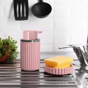 SET 2 PIECES DISPENSEUR SAVON + PORTE SAVON MIX GRIS/ROUGE/ROSE/BEIGE
