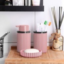 SET 3 PIECES DISPENSEUR SAVON + PORTE SAVON + GOBELET MIX GRIS/ROUGE/ROSE/BEIGE