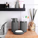 SET 3 PIECES DISPENSEUR SAVON + PORTE SAVON + GOBELET MIX GRIS/ROUGE/ROSE/BEIGE