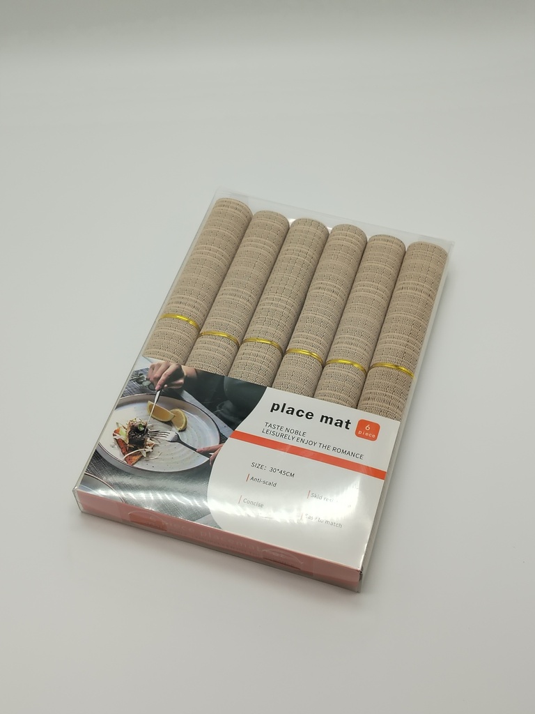 6 sets de table 30*45 cm couleur Beige - gris