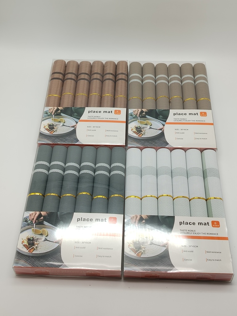 6 sets de table 30*45 cm couleur marron - beige - gris