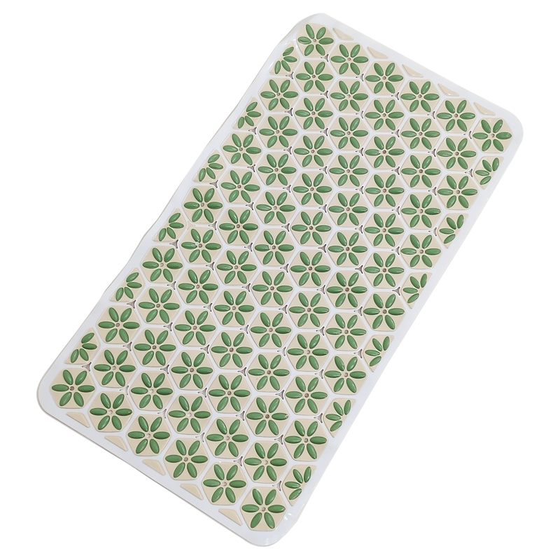 Tapis de bain 68x37 cm Mix couleur vert / gris / rose  / marron