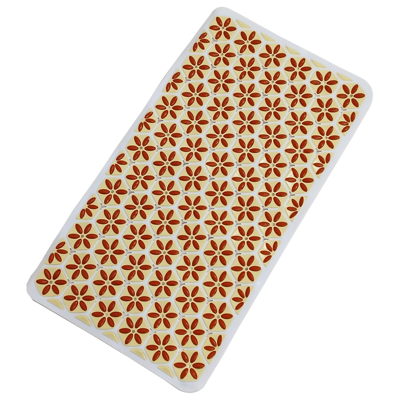 Tapis de bain 68x37 cm Mix couleur vert / gris / rose  / marron