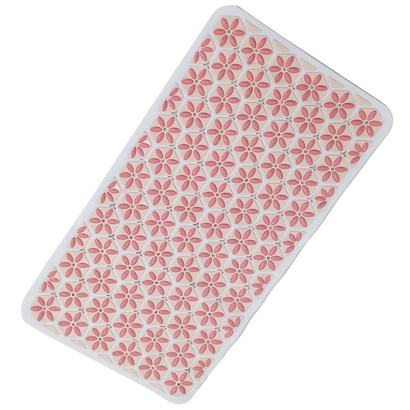 Tapis de bain 68x37 cm Mix couleur vert / gris / rose  / marron