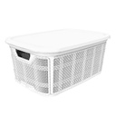 BOITE RANGEMENT 18 LITRES MIX BEIGE/BLANC