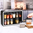 SET 12 PIECES RANGE EPICES AVEC SUPPORT COULEURS GRIS / NOIR