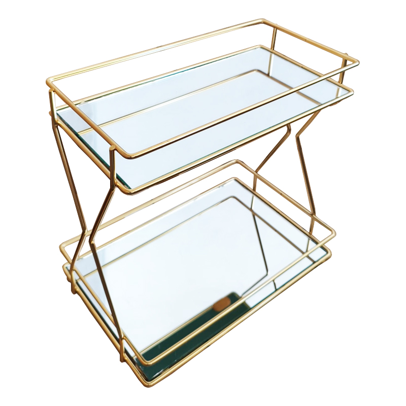 PRESENTOIR DECO METAL 2 NIVEAUX 17X28 CM MODELE OR 