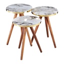 SET 3 TABLES DIAMETRES 33 CM PIEDS METAL. HAUTEUR 48/51/54 CM 
