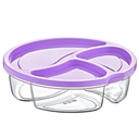 BOITE ALIMENTAIRE 3 COMPARTIMENTS 17X18X5 CM MIX BLEU/VIOLET/GRIS