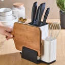 RANGE COUVERTS + COUTEAUX 12x23x21 CM MIX BLANC / NOIR