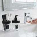 SET 2 PIECES DISTRIBUTEUR SAVON + PORTE BROSSES A DENT EN VERRE MIX BLANC / NOIR