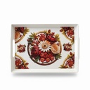 PLATEAU DECO PLASTIQUE RECTANGULAIRE AVEC POIGNEE 30X22X3 CM COULEUR BLANC DESIGN MIX