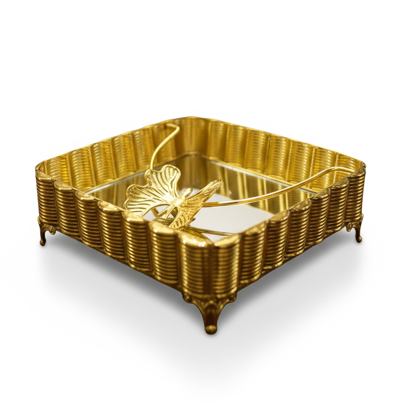 PORTE PAPIER DECO METAL MODELE OR 19X19 CM