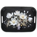PLATEAU DECO PLASTIQUE 35X 25 CM COULEURS MIX NOIR / BLANC