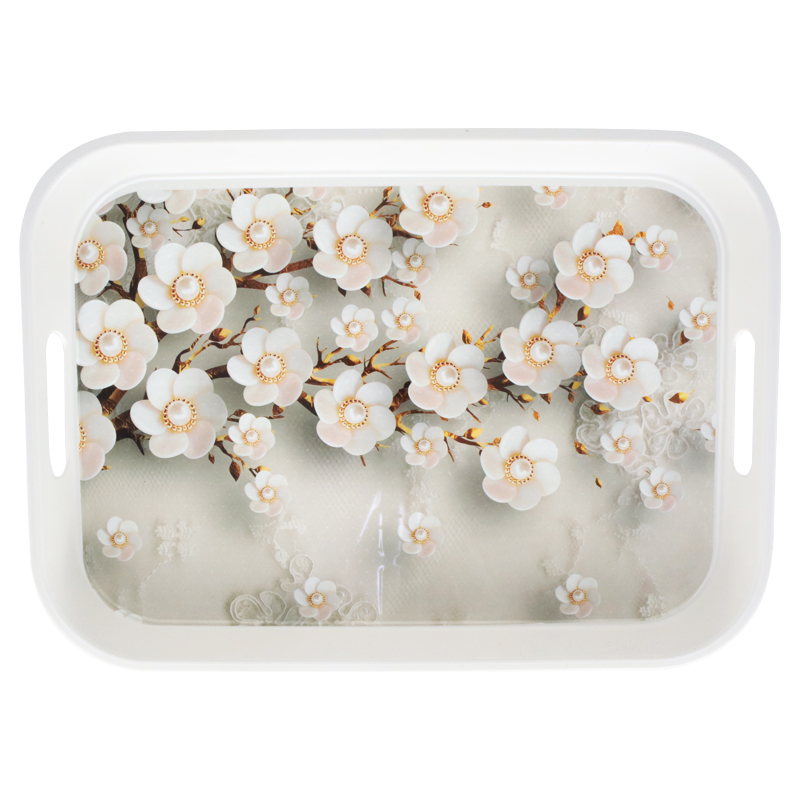PLATEAU DECO PLASTIQUE 35X 25 CM COULEURS MIX NOIR / BLANC