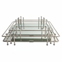SET 2 PLATEAUX DECO METAL 17X28 + 22X33 CM MODELE ARGENT