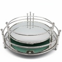 SET 2 PLATEAUX DECO METAL 25 &amp; 30 CM MODELE ARGENT