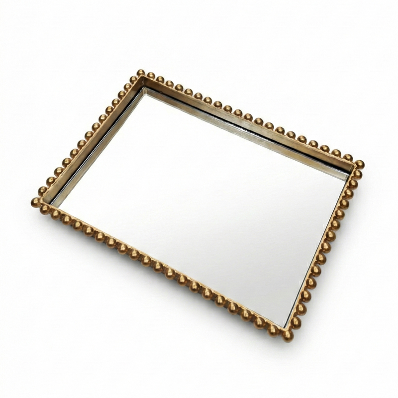 Plateau déco plastique + mirroir 29x26 cm modèle OR