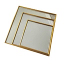 SET 3 PLATEAUX DECO PLASTIQUE ET MIRROIR 20 / 25 / 30 CM MODELE OR