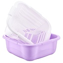 SET PASSOIRE+BASSINE CARRE 7 LITRES MIX BLEU/ROSE/GRIS