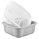 SET PASSOIRE+BASSINE CARRE 7 LITRES MIX BLEU/ROSE/GRIS