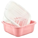 SET PASSOIRE+BASSINE CARRE 7 LITRES MIX BLEU/ROSE/GRIS