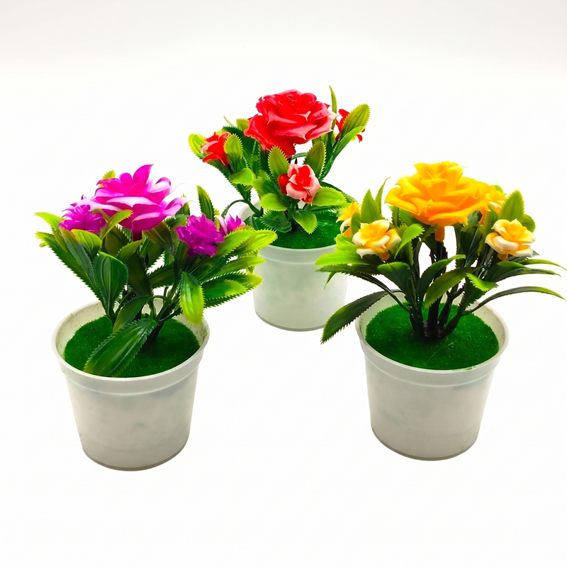 Fleur artificielles 14x7 cm mix rouge - jaune - rose