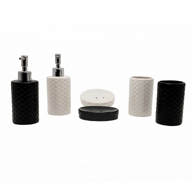 Set 3 pièces salle de bain céramique couleur Noir-Blanc
