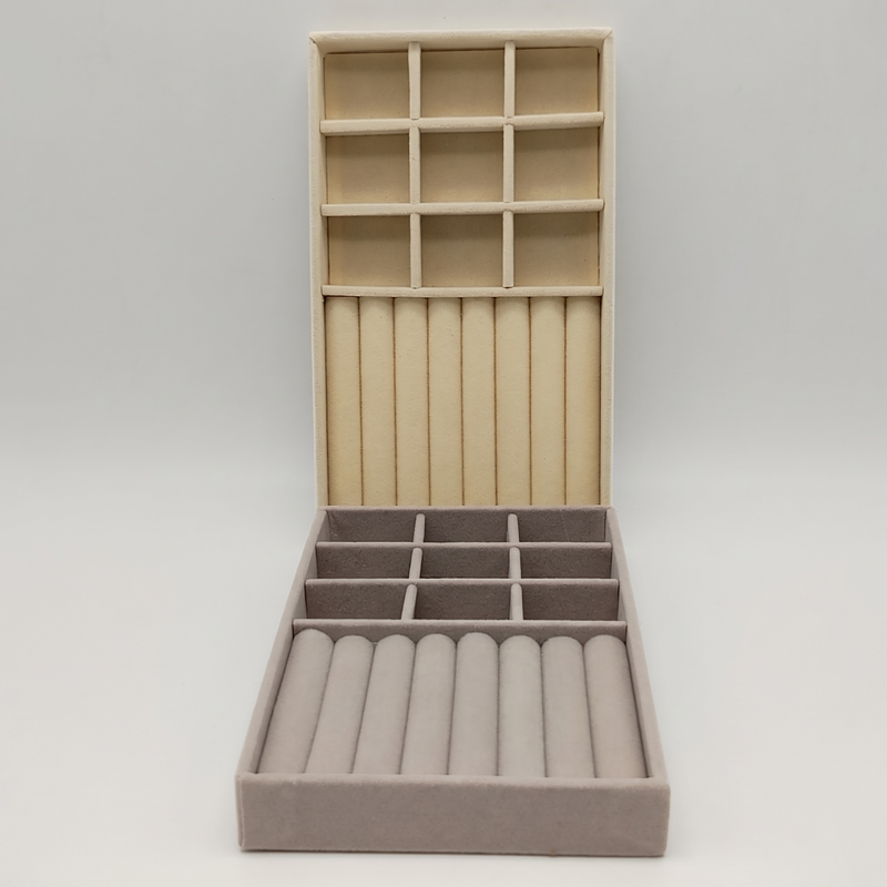 BOITE A BIJOUX 21X12 CM MIX BEIGE/GRIS