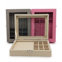 BOITE A BIJOUX 20X15 CM MIX ROSE/GRIS