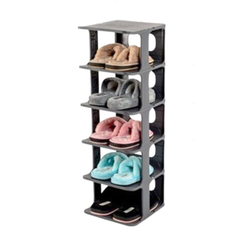 MEUBLE CHAUSSURES 5 NIVEAUX 80X28X25 CM GRIS