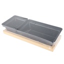 SET CERAMIQUE 2 COMPARTIMENTS (10X8X4.5 CM / 16X10X4.5 CM) + SUPPORT 24X10 CM MIX BLANC/NOIR