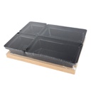 SET CERAMIQUE 4 COMPARTIMENTS (2x 10X8X4.5 CM / 2x 16X10X4.5 CM) + SUPPORT 24X19X5 CM MIX BLANC/NOIR